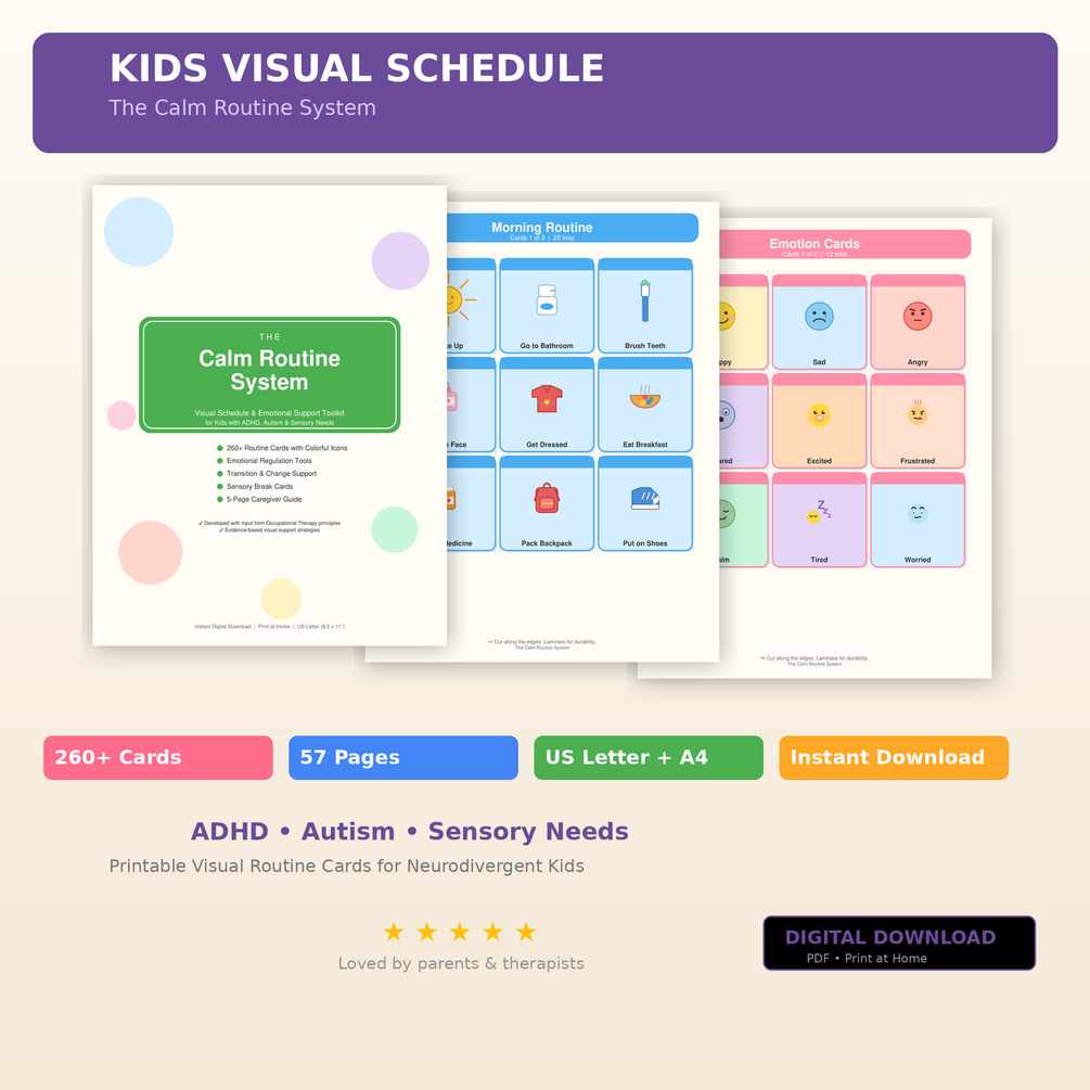 Kids Visual Schedule — The Calm Routine System | 260+ Printable Routine ...