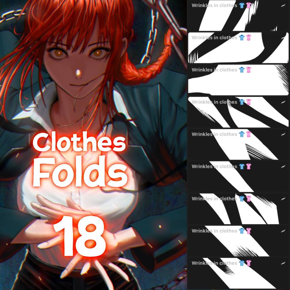 Anime clothes folds brush pack for procreate! by ~Attki~