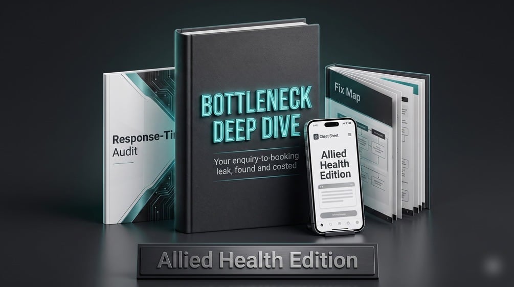 Bottleneck Deep Dive Allied Health Edition · a 48-hour outside-in audit of how your clinic handles new-patient enquiries and keeps patients on plan, priced in dollars with a prioritised fix map