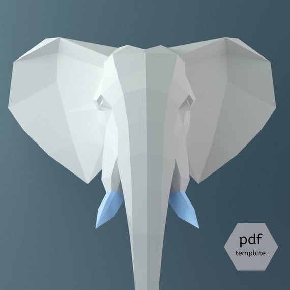 Papercraft Elephant, 3d Papercraft Pdf, 3d Template, Wall Sculpture Decor