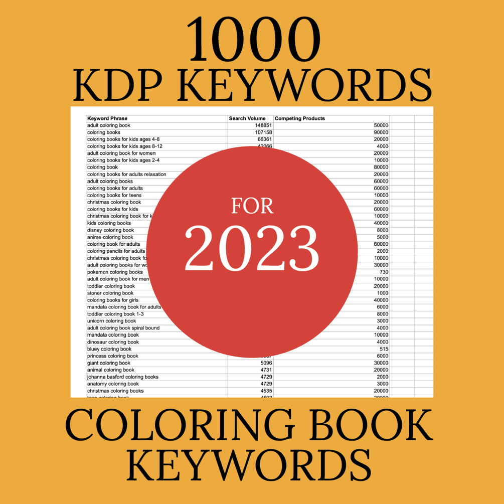 Most Profitable 1000 Amazon KDP Coloring Book Keywords For Your