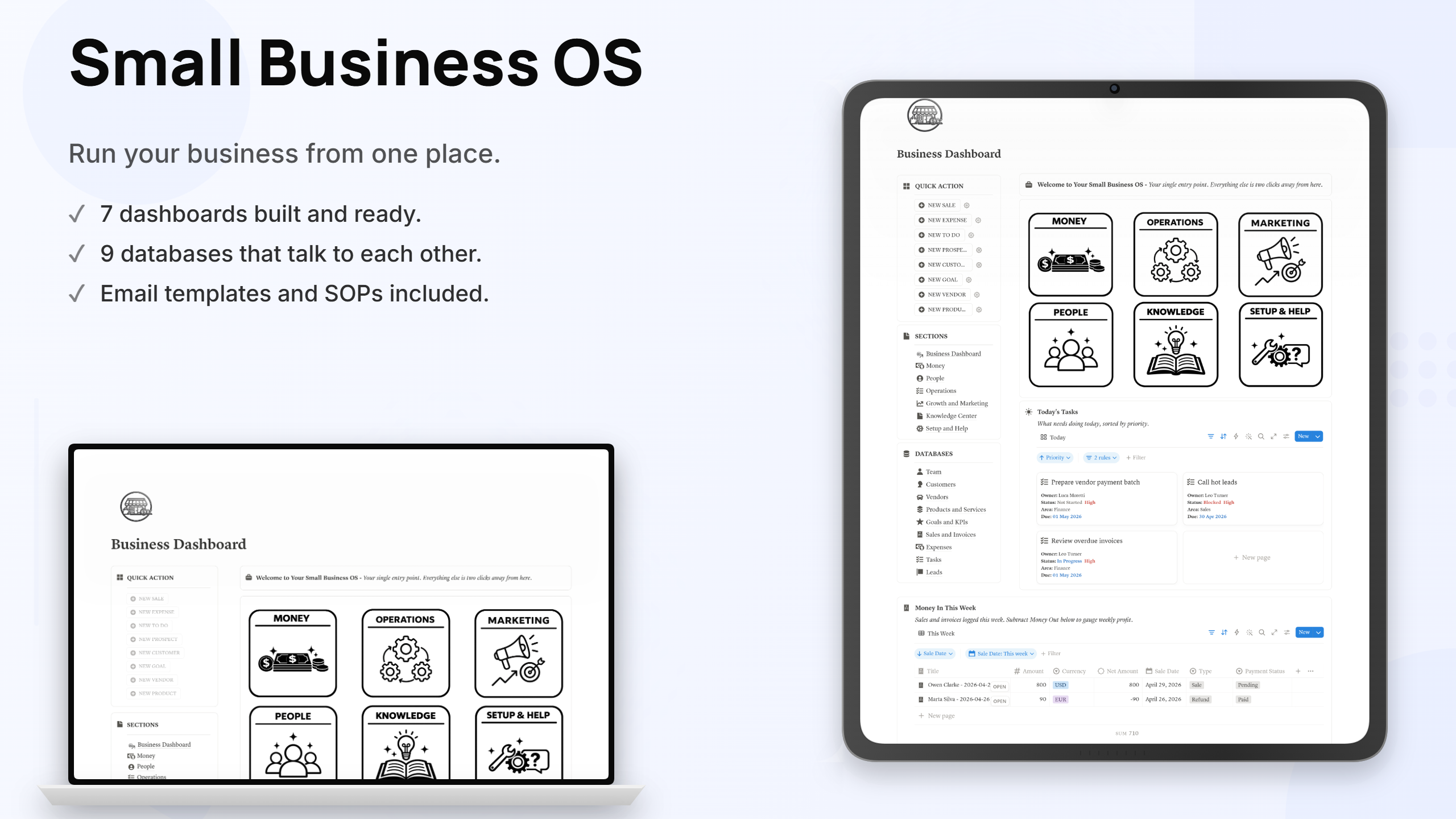 Small Business Notion Template | All-in-One CRM, Sales, Expense & Dashboard System