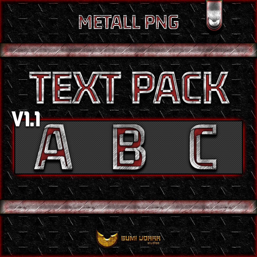 Metall PNG text pack