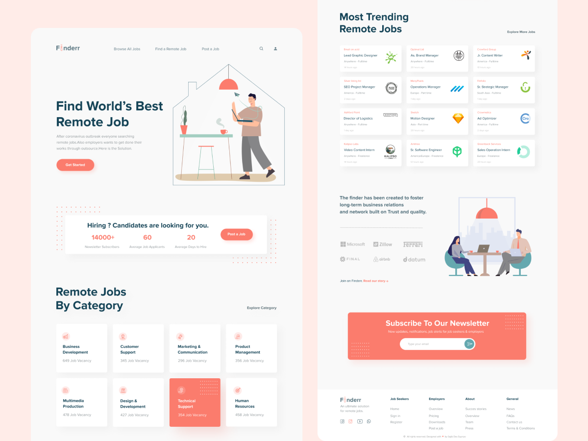 Remote Job Finder Website Landing page Design
