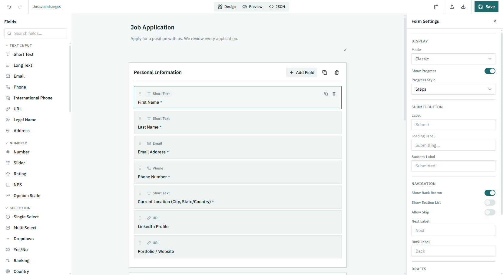 FormBuilder UI