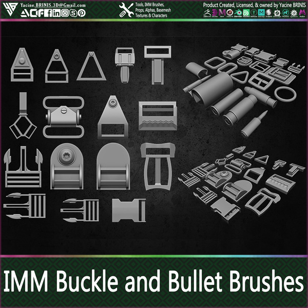 IMM Buckle Brushes and Bullet Brushes for ZBrush. Vol 1