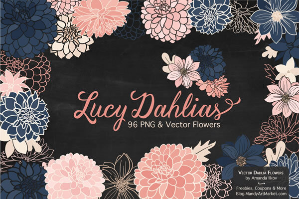 Set of 96 Free Dahlias