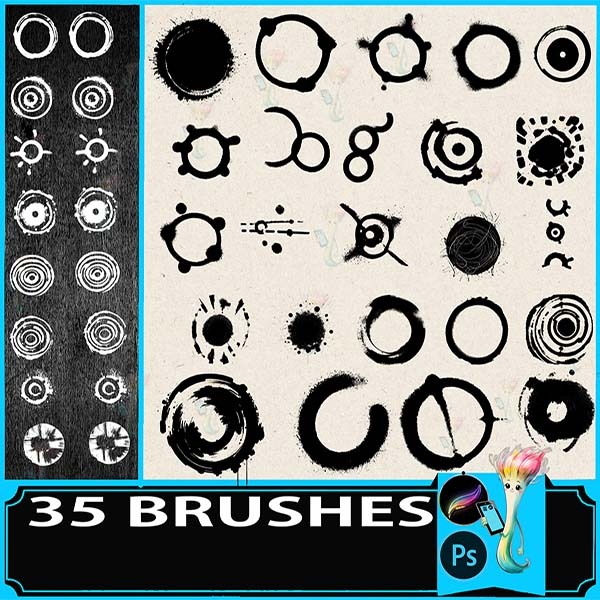 Procreate & Photoshop 35 Types Splatter・Ink Texture Brush Set | Grunge・Abstract・Art Material by best procreate brushes