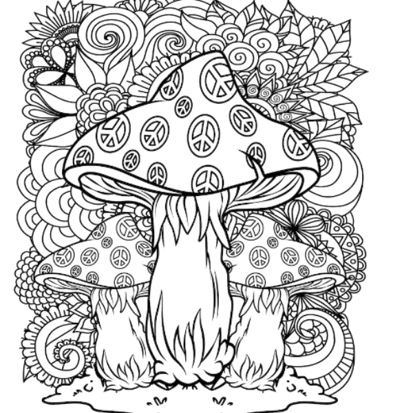 Mushroom Coloring pages Adult Coloring Book Featuring Magical Mushrooms,  Fungi, and More For Stress Relief and Relaxation