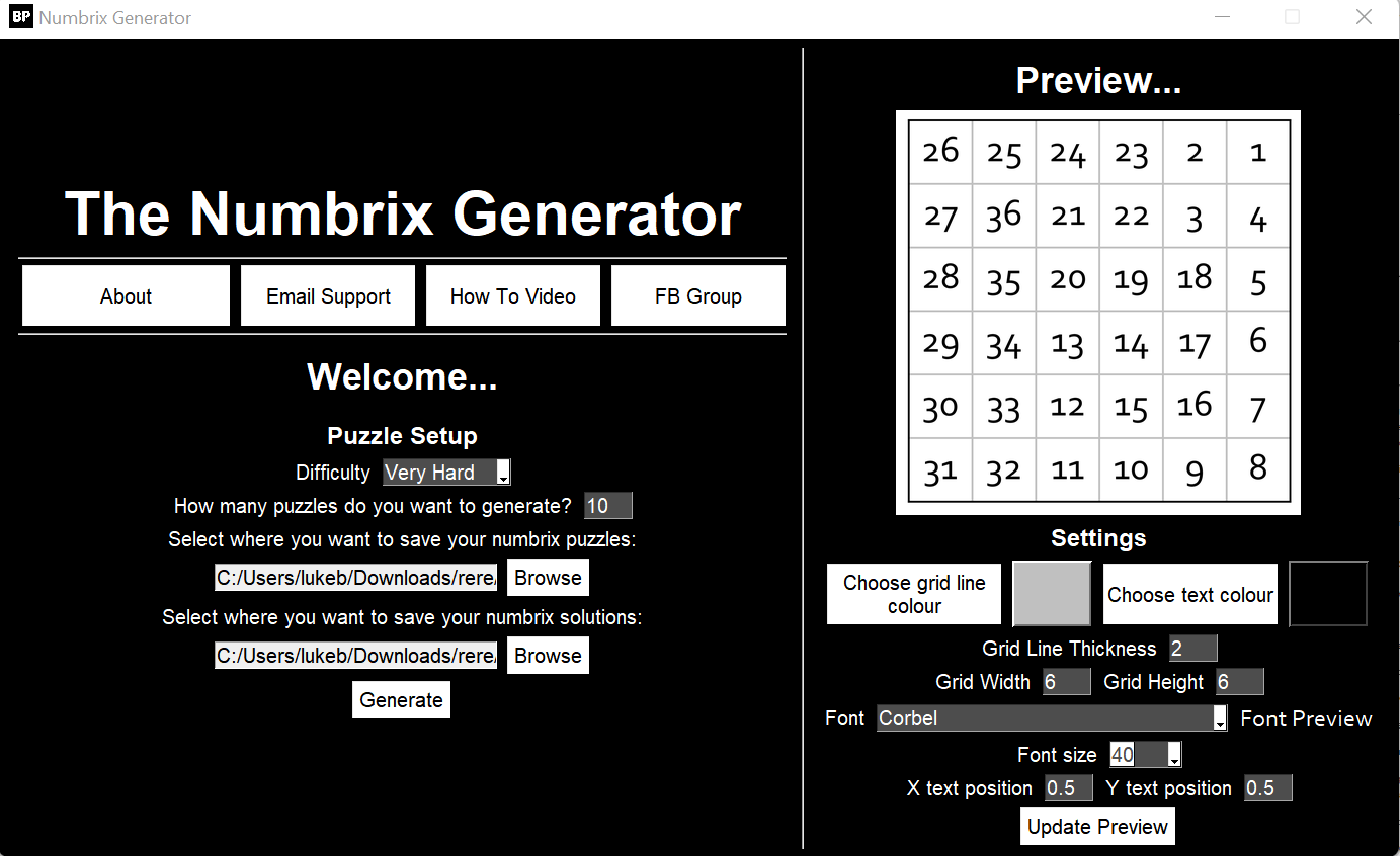 The Numbrix Generator