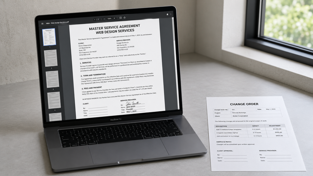 Before and after — scope creep vs change order