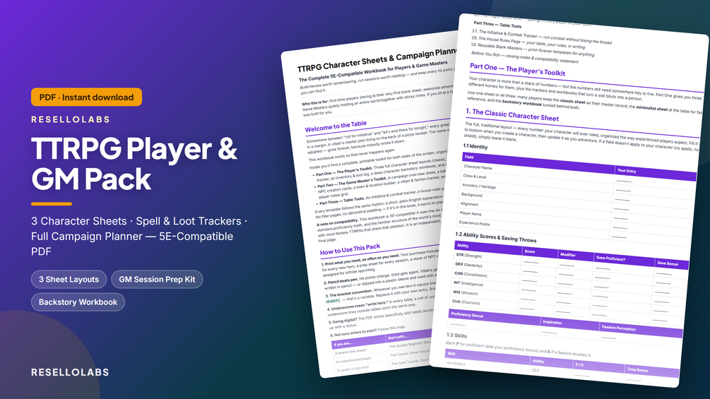 TTRPG Character Sheets & Campaign Planner (5E-Compatible) cover
