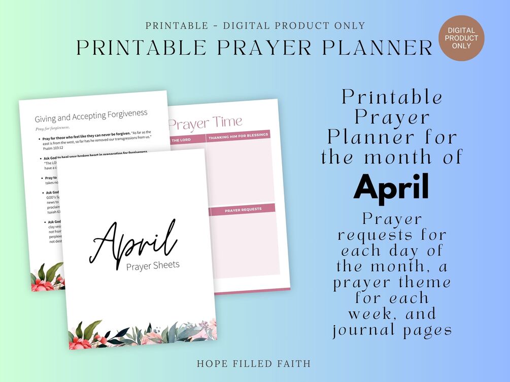 April - Free Printable Prayer Journal with Weekly Prayer Points ...