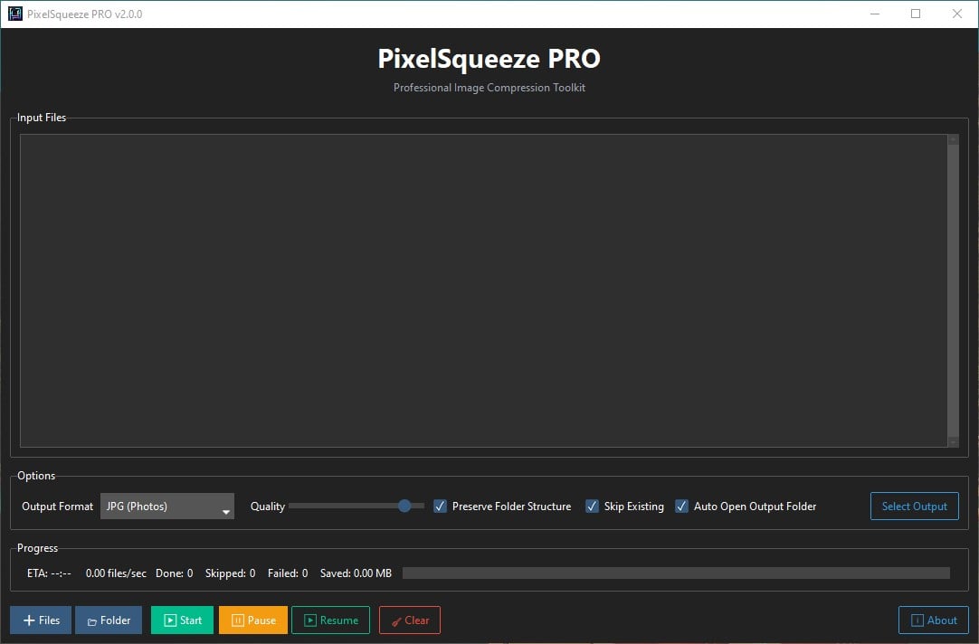PixelSqueeze PRO Main Interface