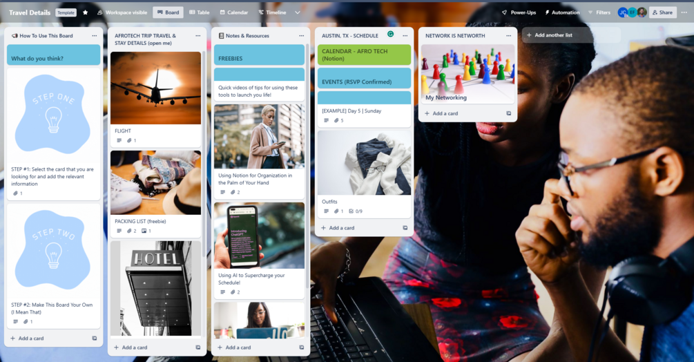 Travel Details Afrotech Prep ( Trello Template)