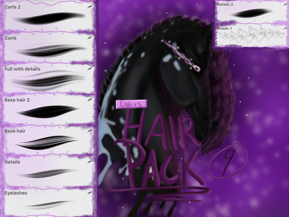 9 Hair&Eyelashes brushset for Procreate