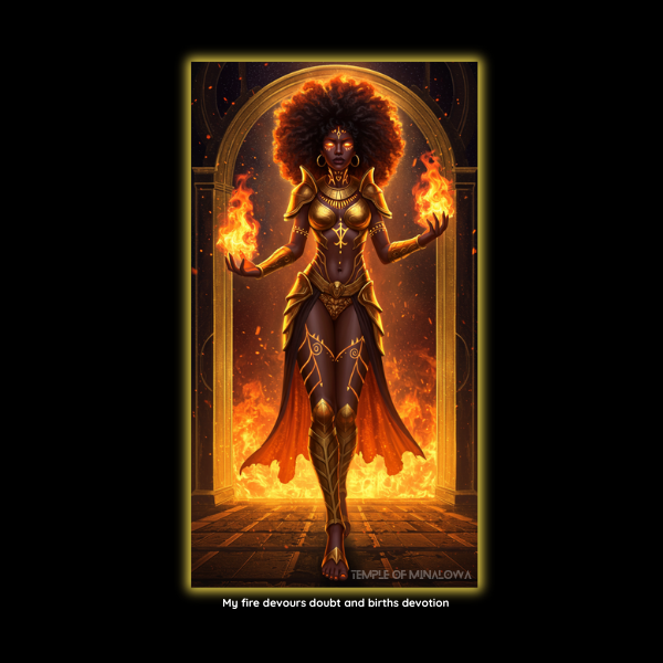Fire Avatar | Phone Wallpaper With Mantra & Gold Glow by Temple Of Minalowa