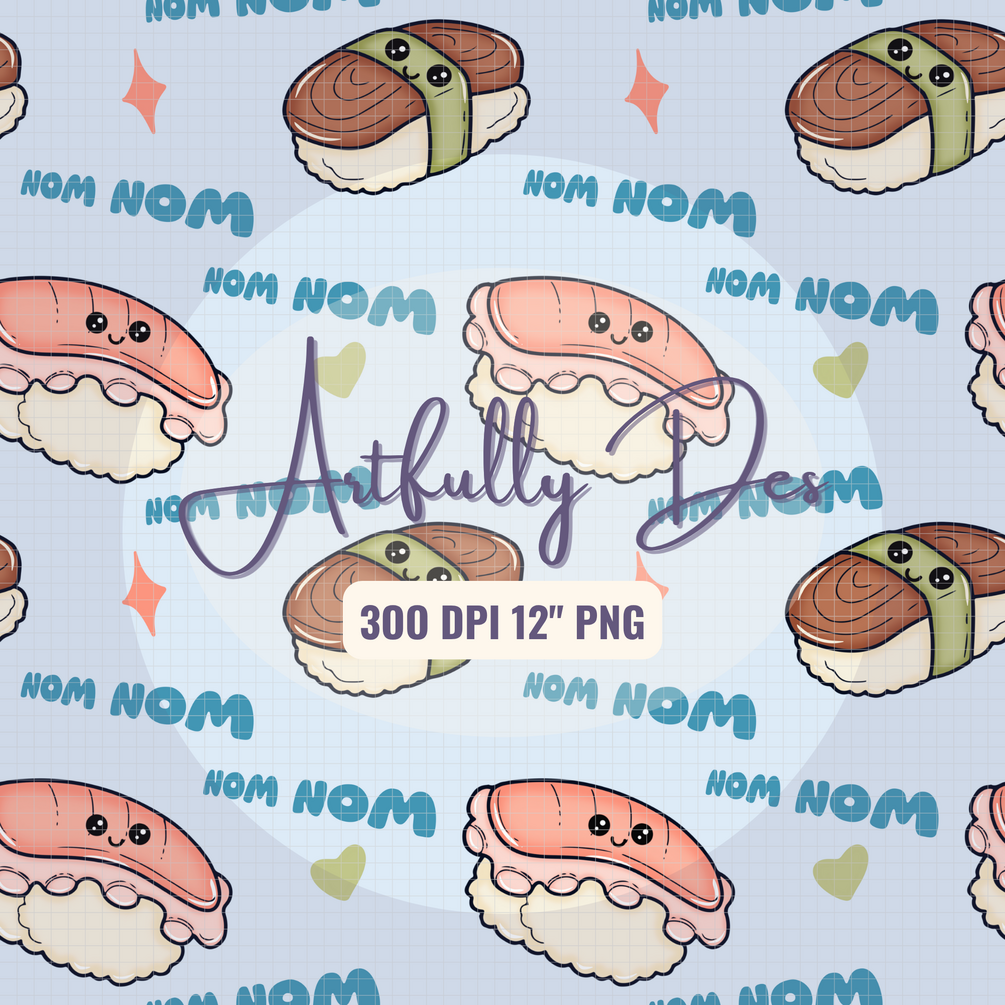 Sushi Seamless Pattern PNG | Kawaii Japanese Food Clipart | Cute Sushi ...