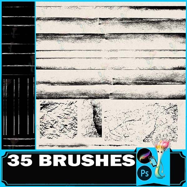 Procreate & Photoshop 35 Types Retro・Old Paper Texture Brush Set | Paper Creases・Folds・Noise・Particles・Hand|Painted Style Material by best procreate brushes