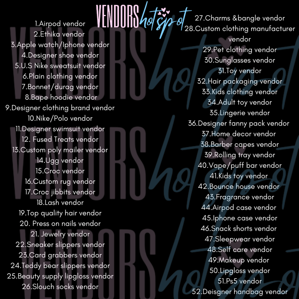VENDOR LIST - Most Vendors Planner