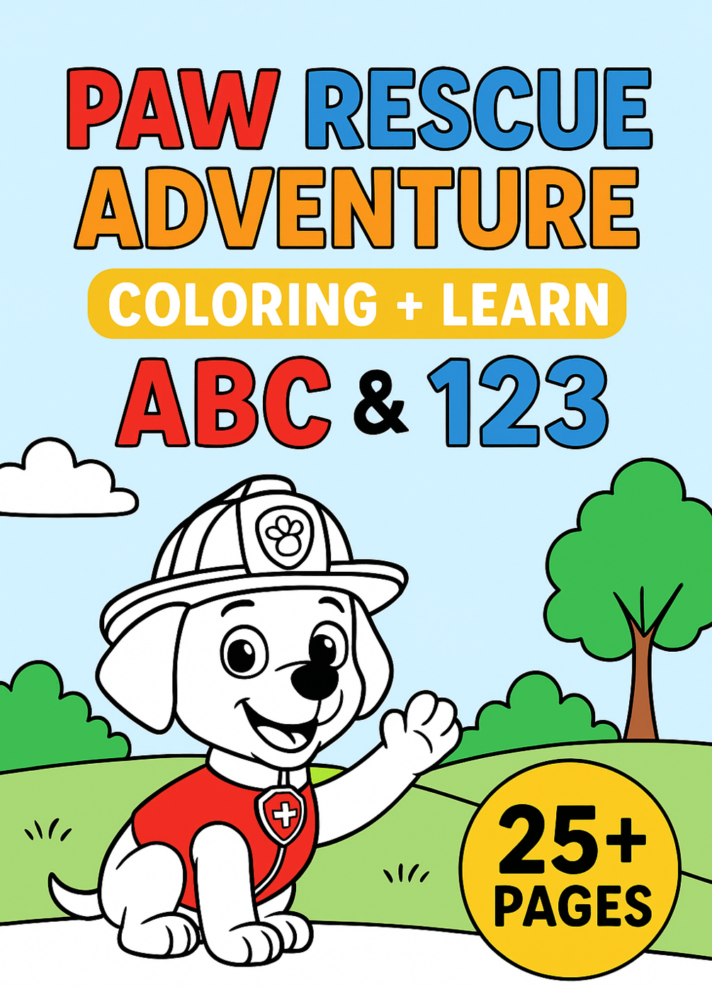 Paw Rescue Adventure Coloring Book for Kids | Learn ABC & Numbers | 25 ...