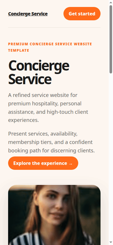 Desktop first screen of the Concierge Site website