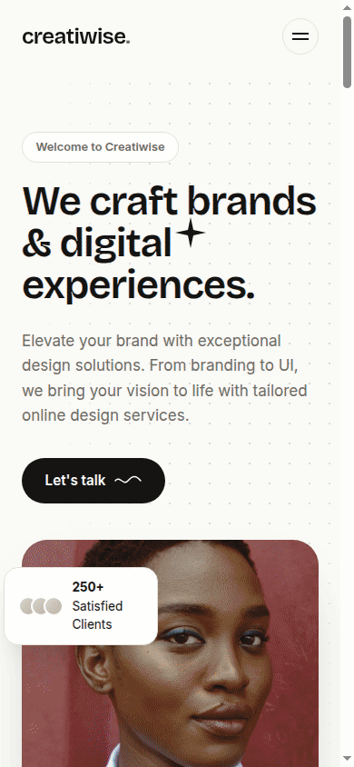 Animated mobile walkthrough of the Creatiwise website