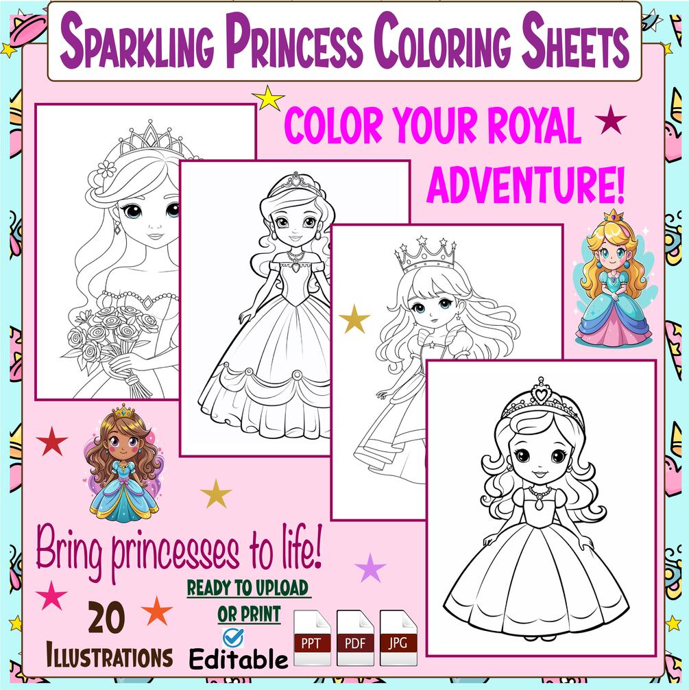 Sparkling Princess coloring sheets!