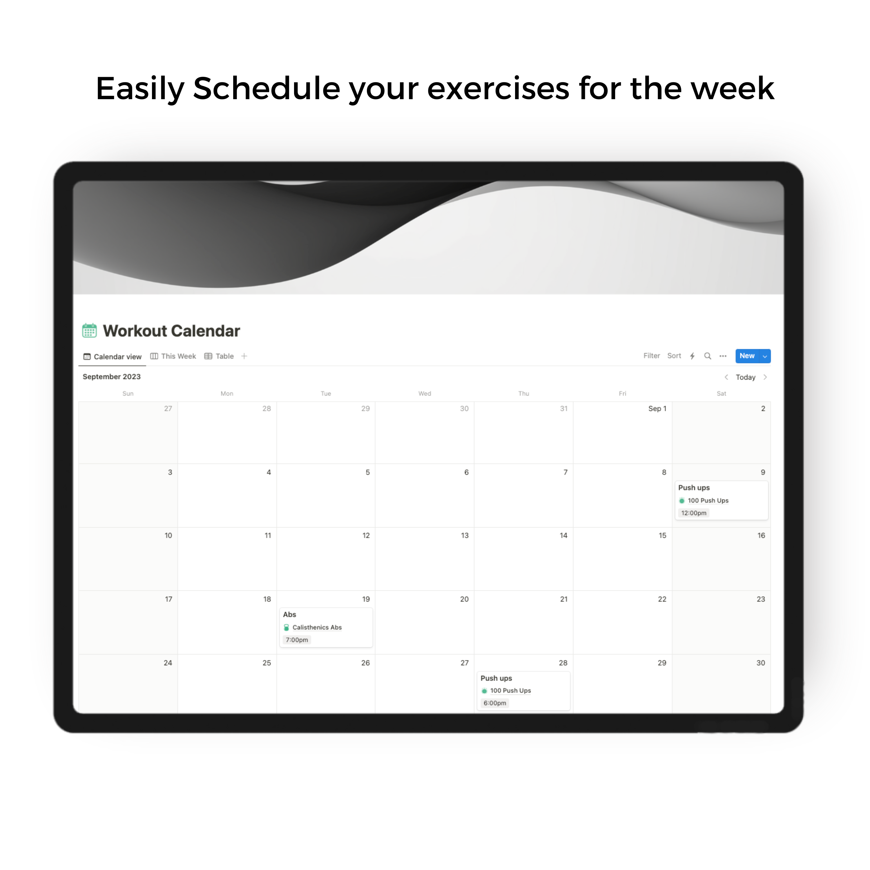 Notion Fitness Planner