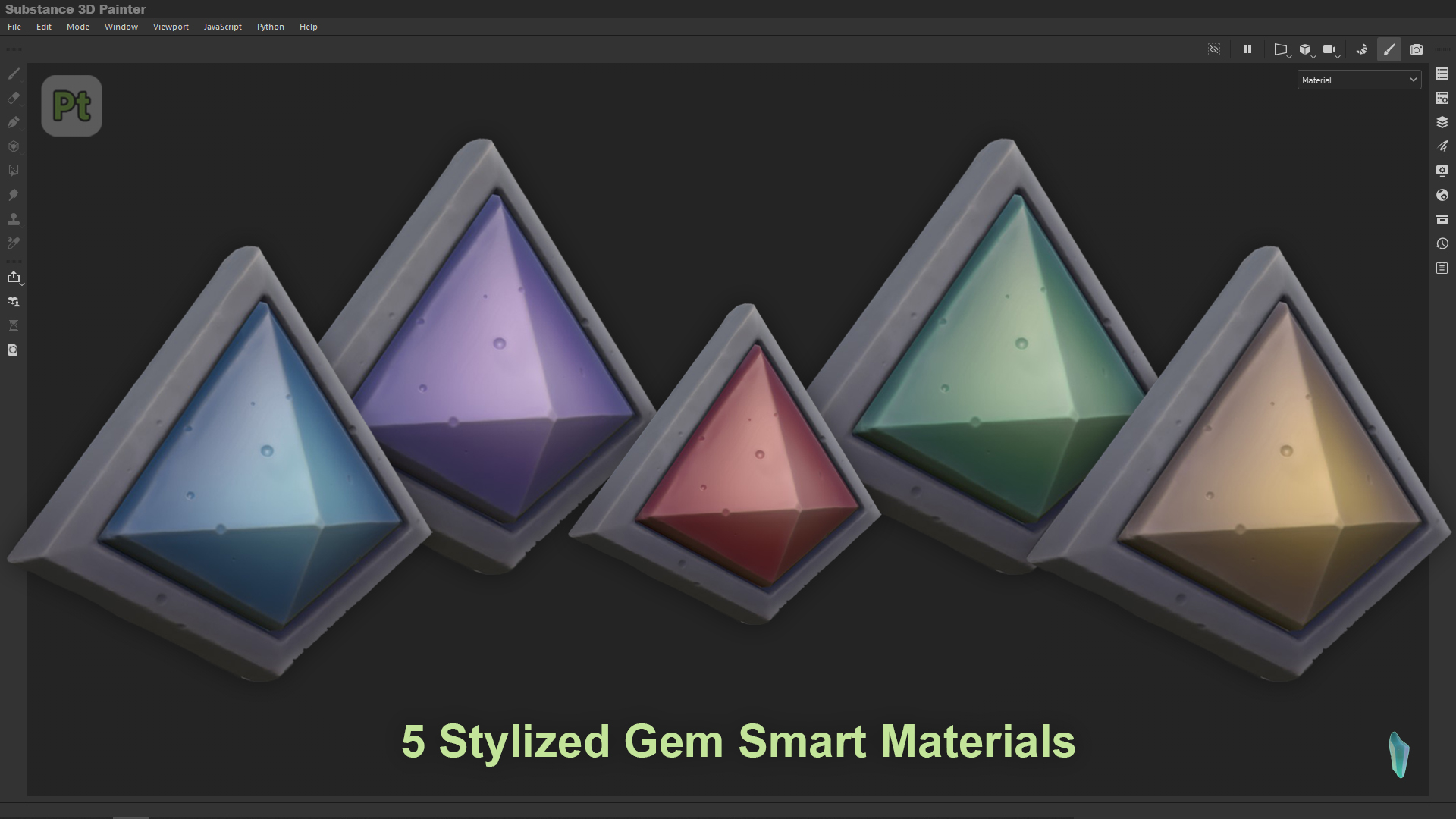 5 Gem Stylized Substance Painter Smart Materials IceCrystal Art