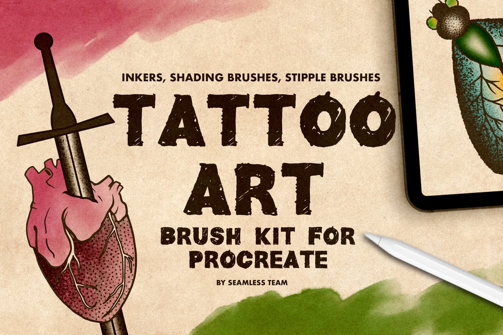 TATTOO ART BRUSH KIT FOR PROCREATE by SeamlessTeam