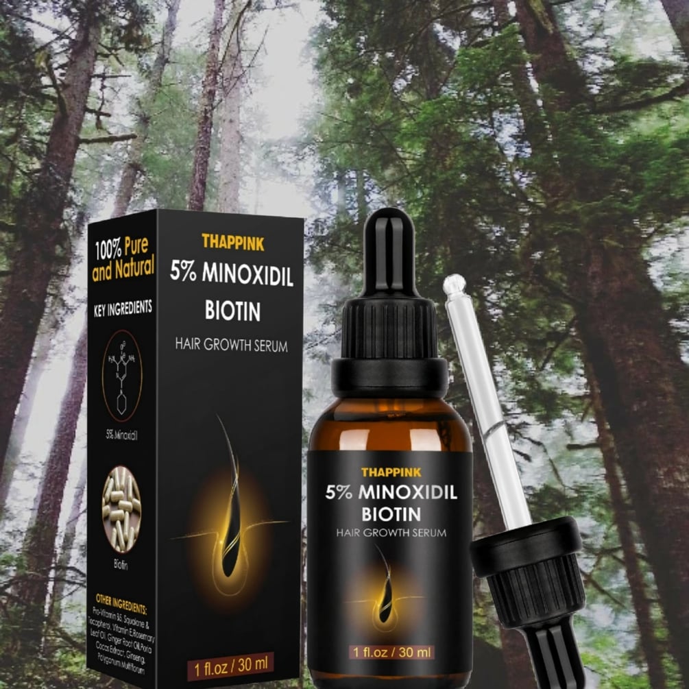 Minoxidil 5% Hair Growth Serum Oil Biotin Hair Regrowth Treatment for ...