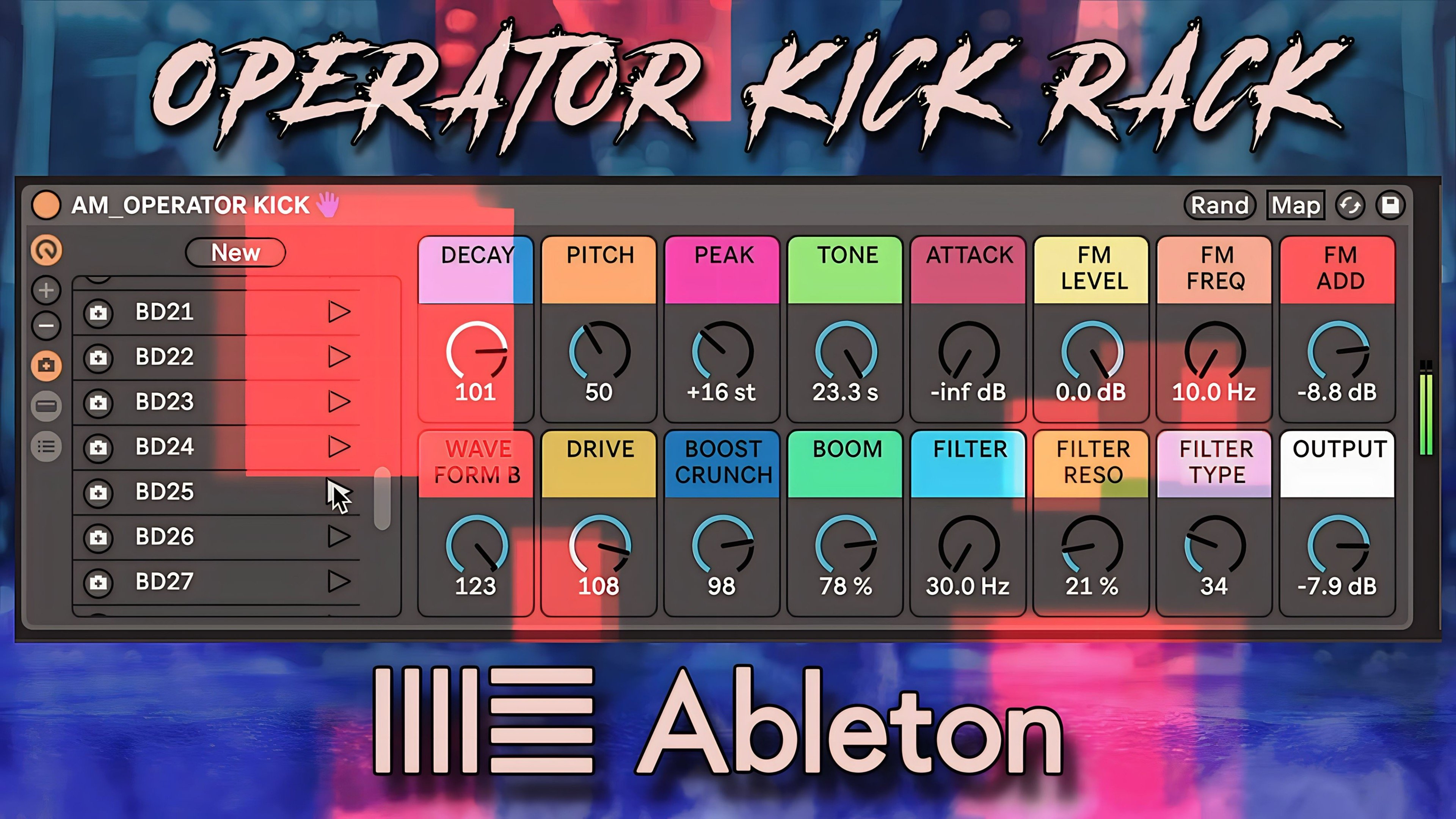 OPERATOR KICK RACK ABLETON LIVE 11 (34 KICK PRESETS) ANOTHER MACHINES