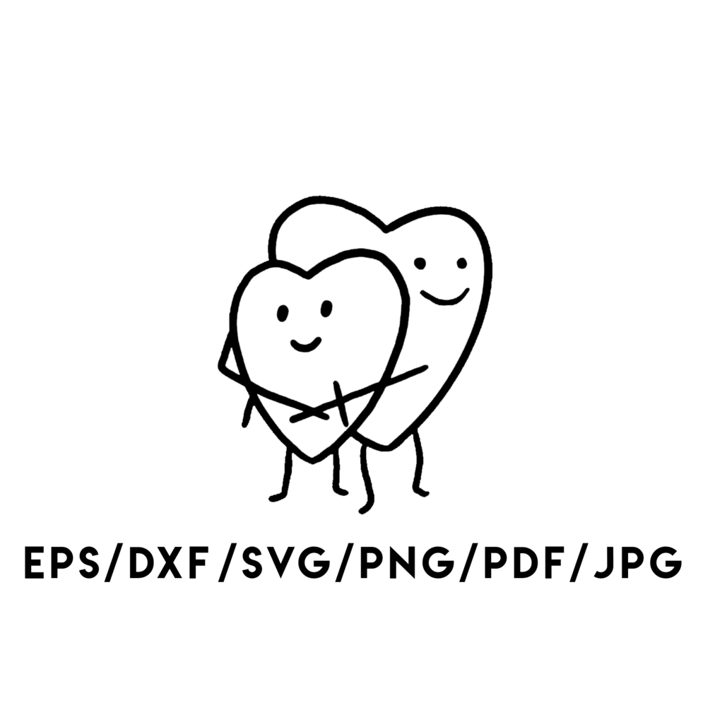 Valentine s day cuddling hearts design instant download svg eps dxf