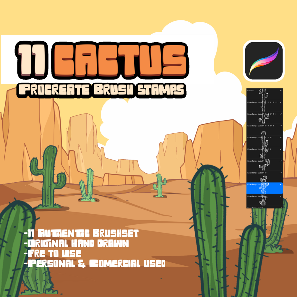 11 Cactus brush Stamps for procreate by Andreas Fernando