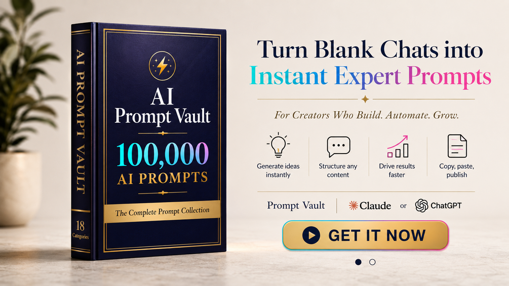 100,000 AI Prompts: The Complete Vault — cover showing the prompt library