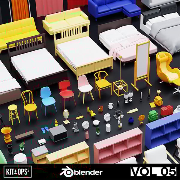 Low poly models VOL 05 | Kpack | Asset Browser | 3D furniture | Stylized | Cartoon by Brunya