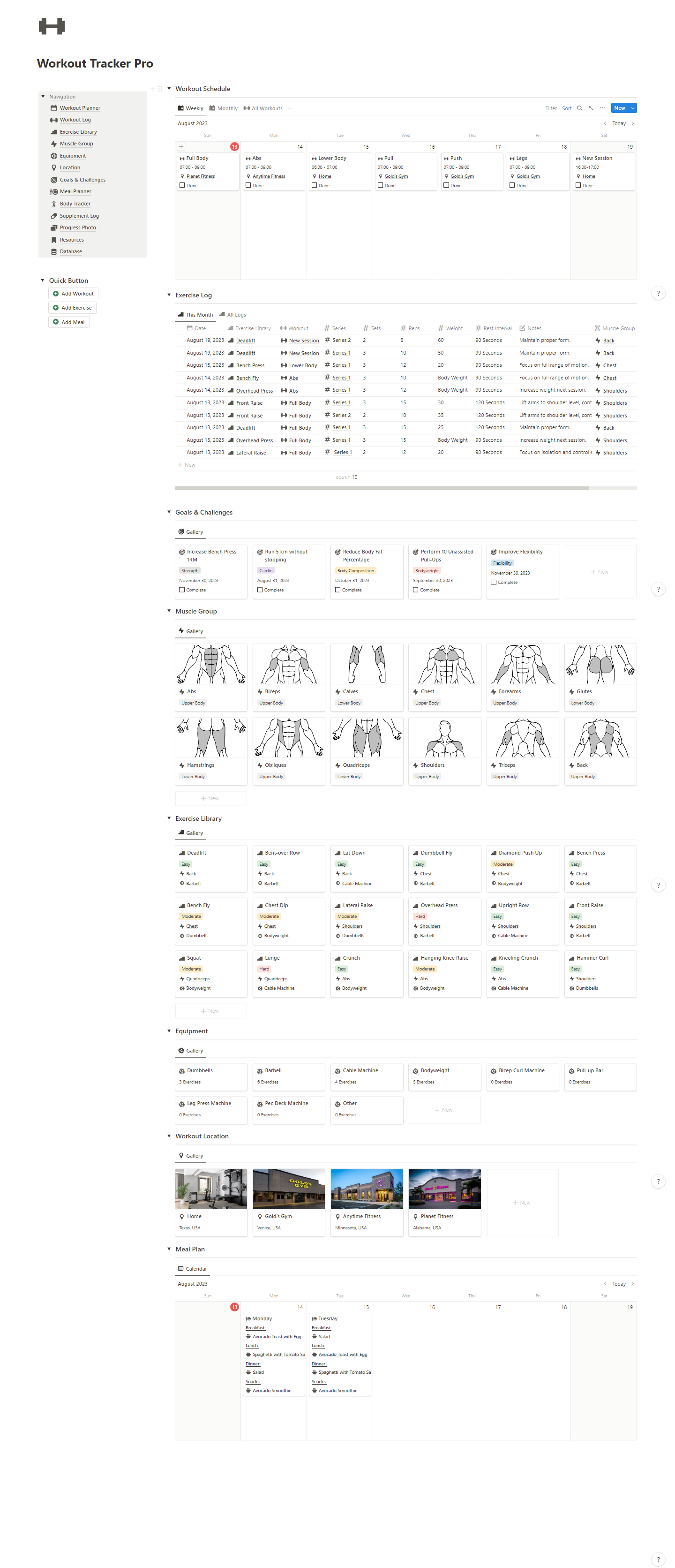 Workout Tracker Notion Template By Rosidssoy