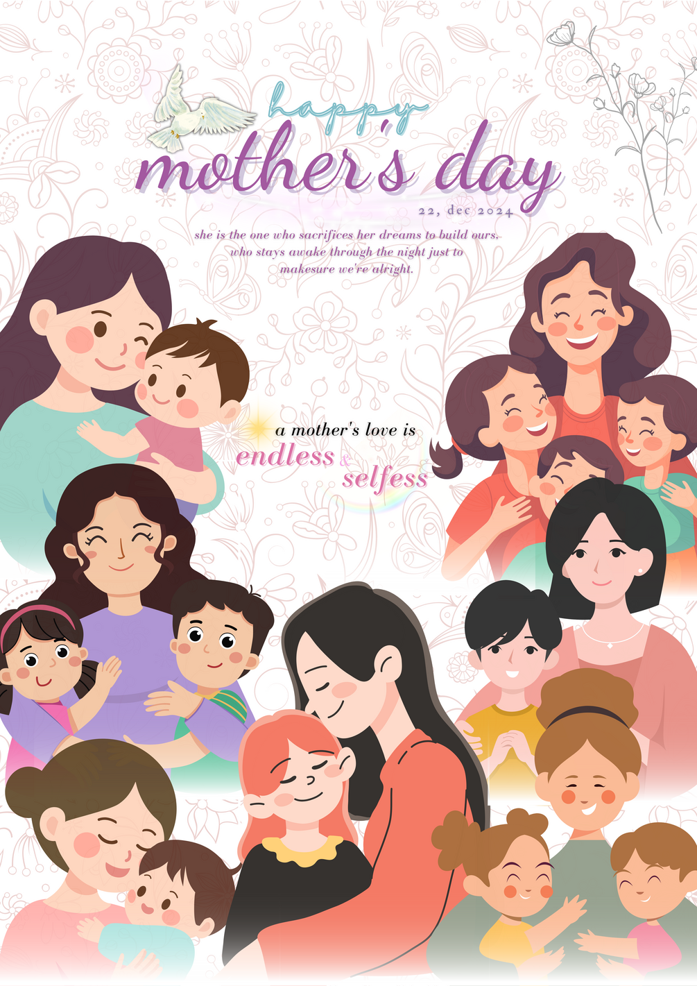 Elegant Pastel Mother's Day Poster - Simple & Aesthetic Design