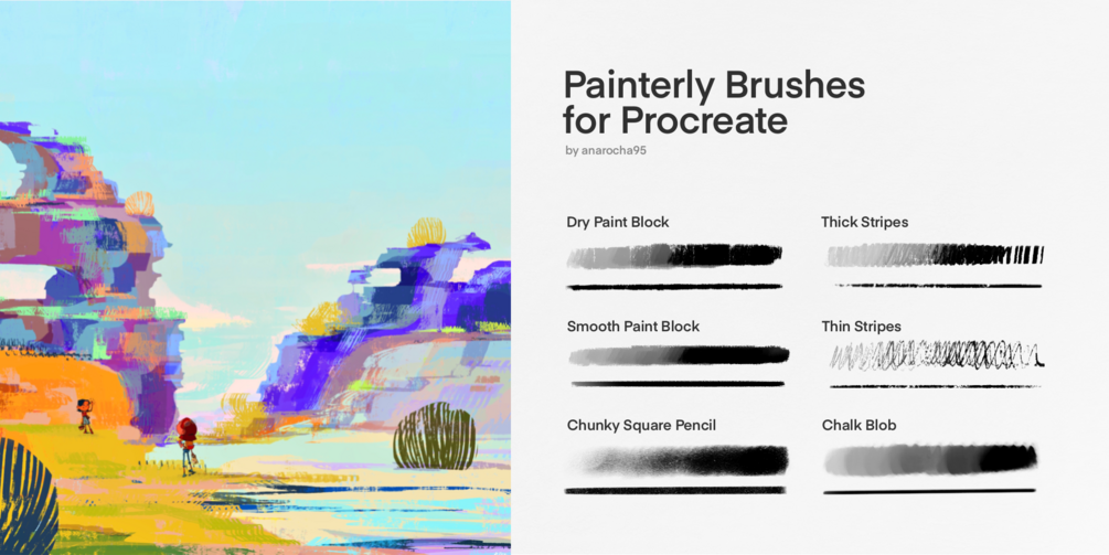 Painterly Brushes for Procreate by Ana Rocha