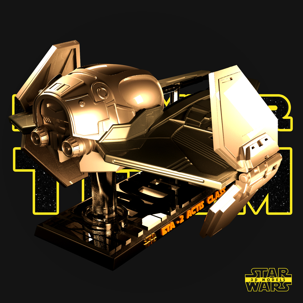 ETA 2 Actis Class Star Wars 3D Models Tested and Ready for 3D