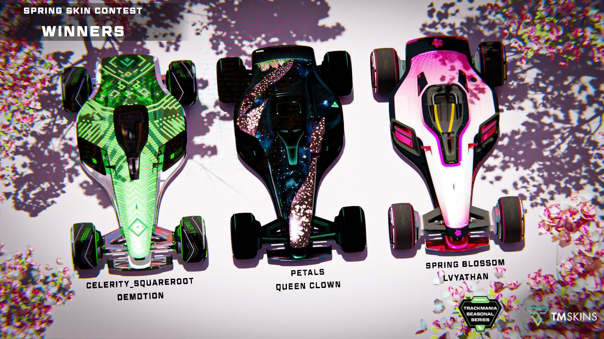 Limited edition Trackmania Seasonal Series skins! Help support the