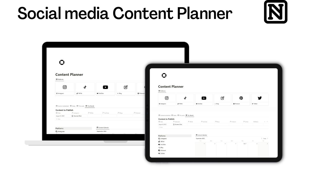 Notion Template to manage all your social media platforms YaraDesigns