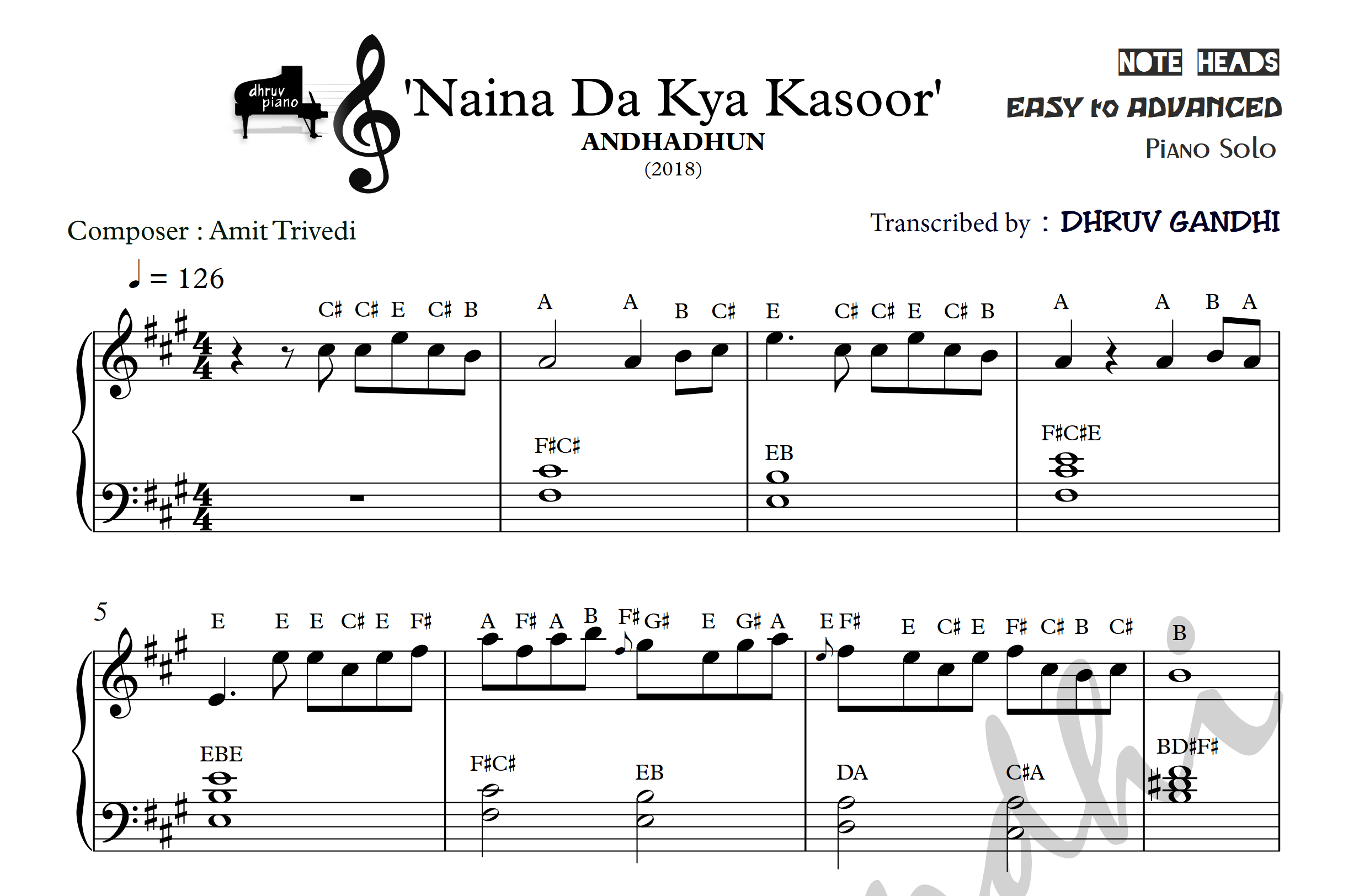 Piano Chords Andhadhun Naina Da Kya Kasoor Naina Da Kya Kasoor