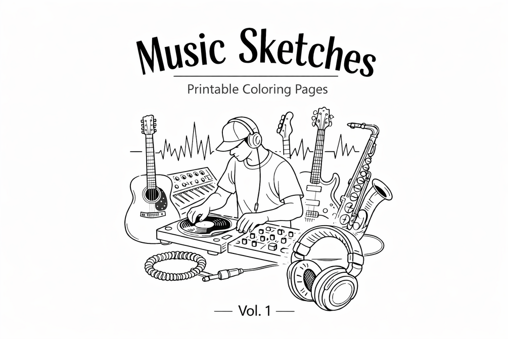 Music Sketches Coloring Book Preview