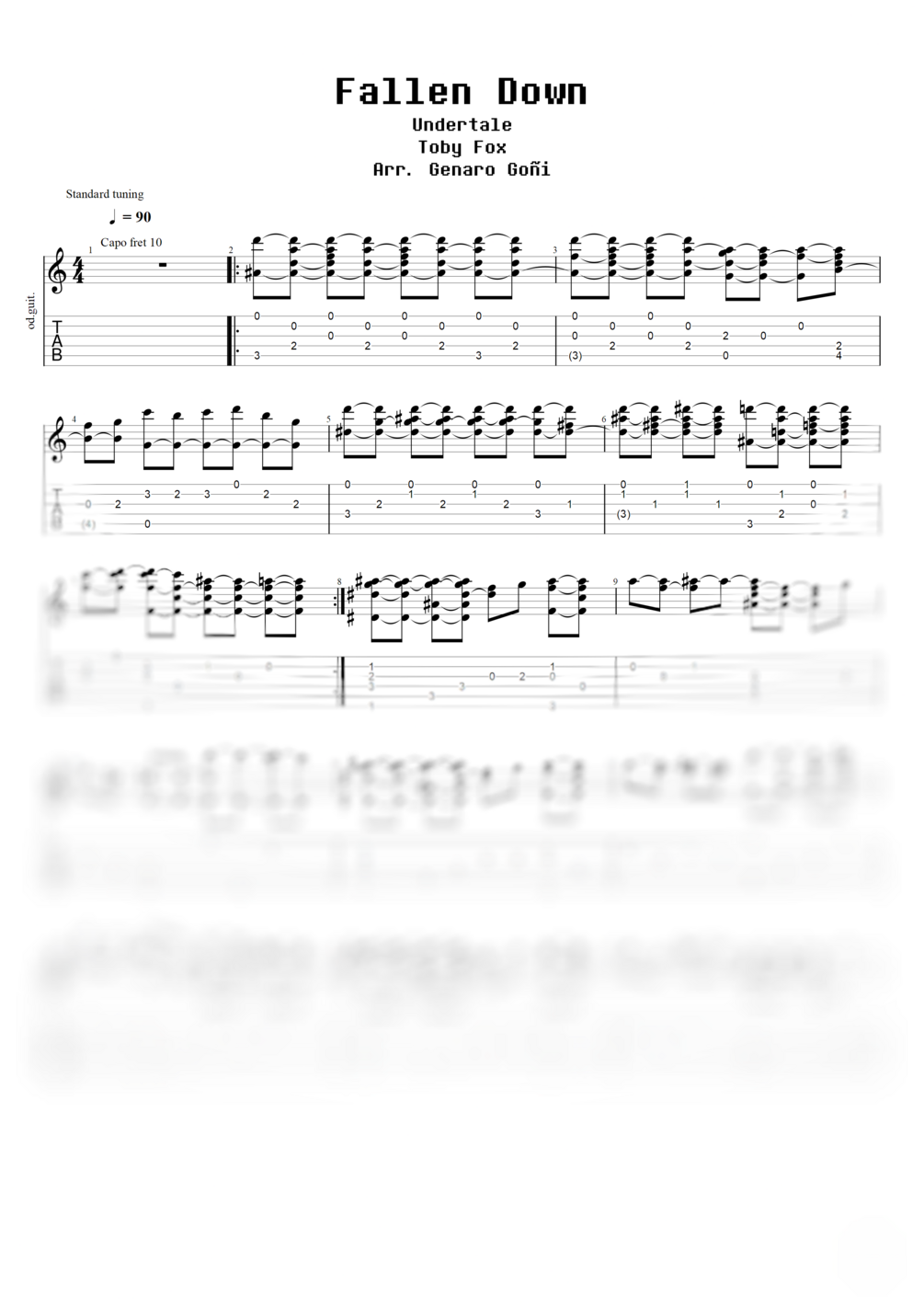 Undertale Fallen Down Fingerstyle Guitar PDF