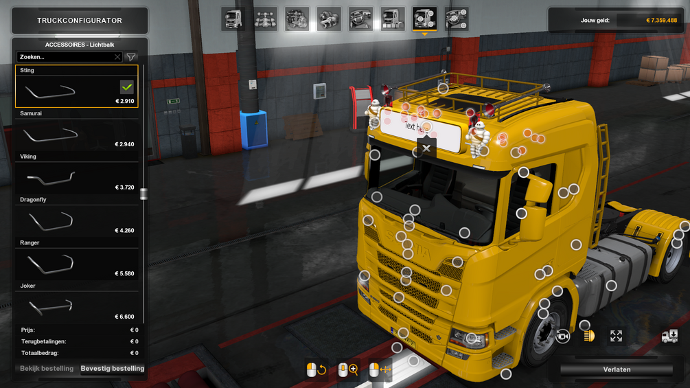 Scania low R next gen oldskool roofgrill with roofrack ets2