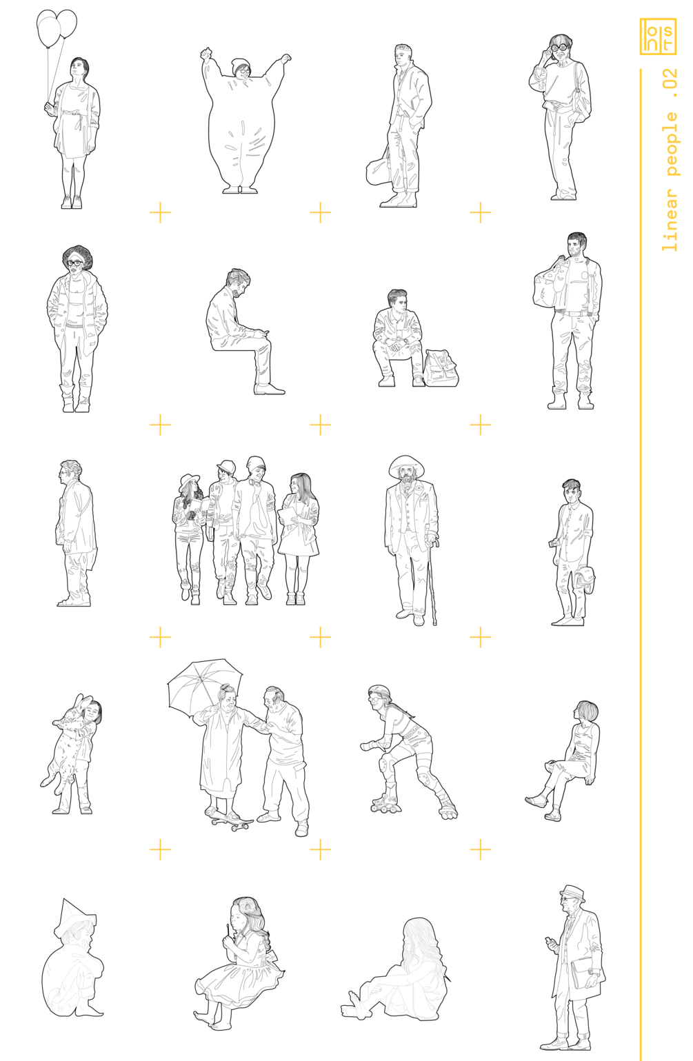 LINEAR_VECTOR02/// 20 hand-drawn vector people