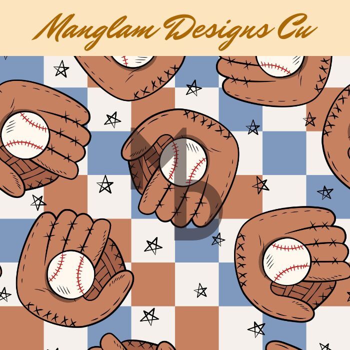Baseball hand drawn hearts seamless repeat pattern, retro baseball ...
