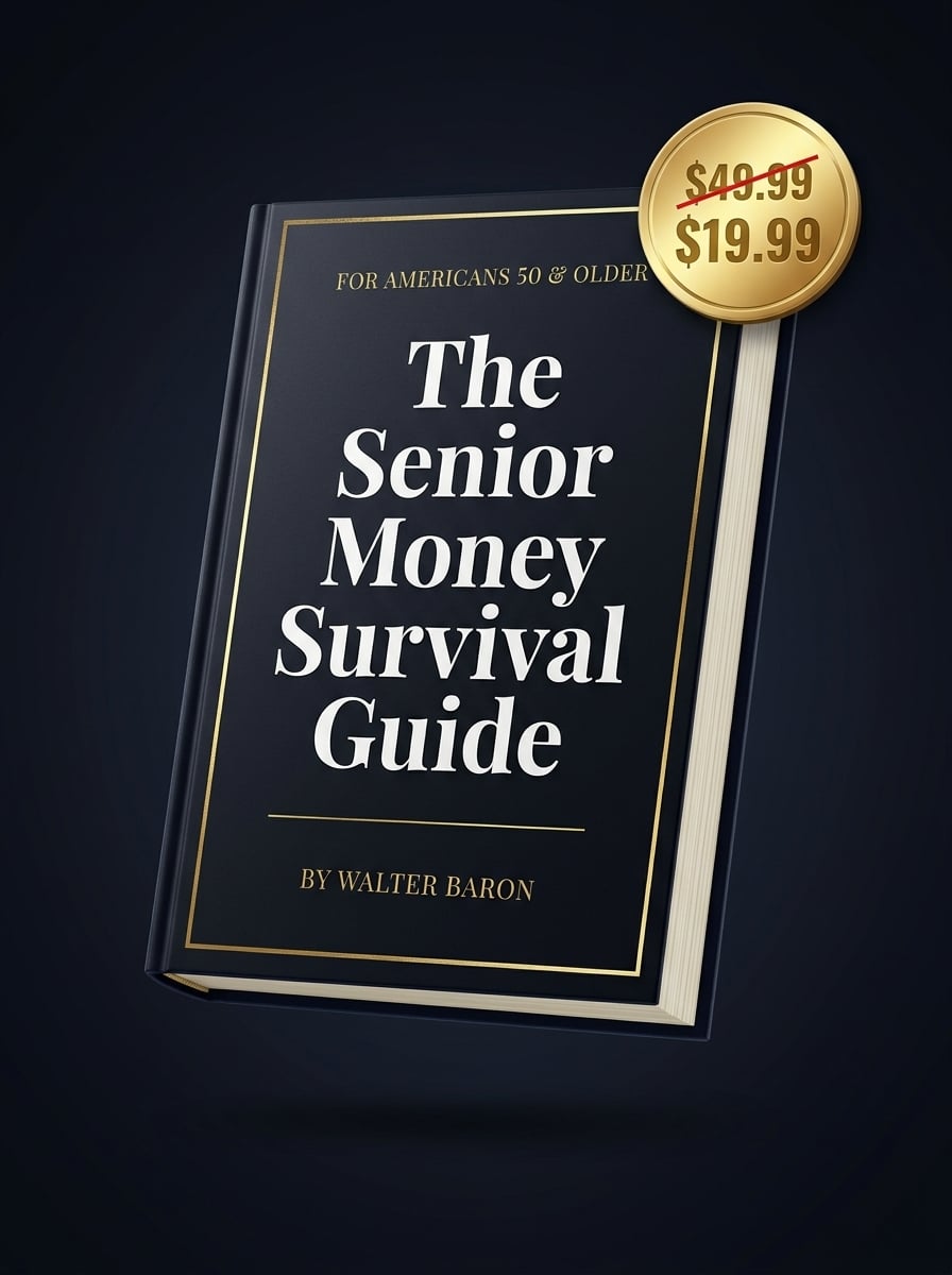 The Senior Money Survival Guide book cover, $19.99, was $49.99